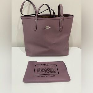 Perfect condition gently used purple Coach tote and mini bag